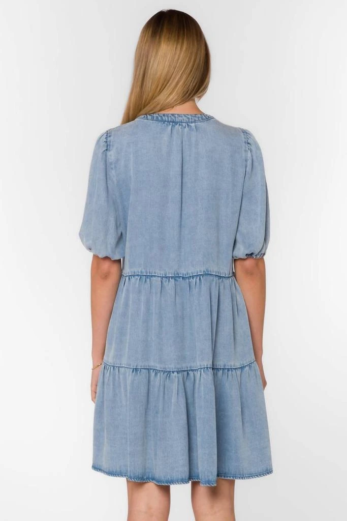 white christmas dresses Indigo Puff Sleeve Denim Midi Dress – Mint Velvet main image 0
