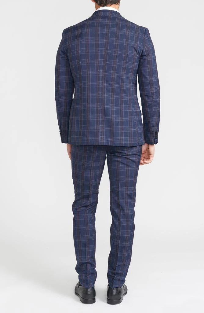 SAVILE ROW CO Navy Multi Plaid Peak Lapel Suit 2