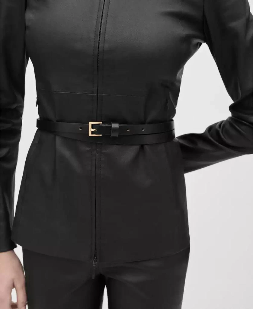 Mango Women's Double Zip Fastening Leather Jacket 5