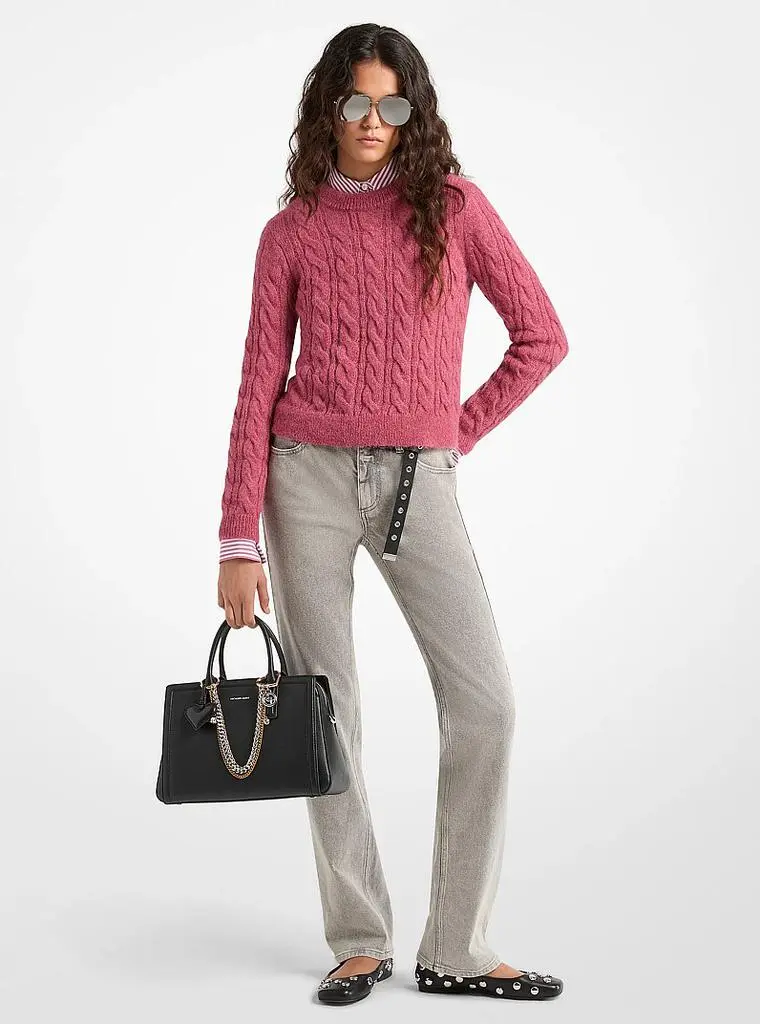 Michael Kors Cable Knit Nylon and Alpaca Blend Sweater