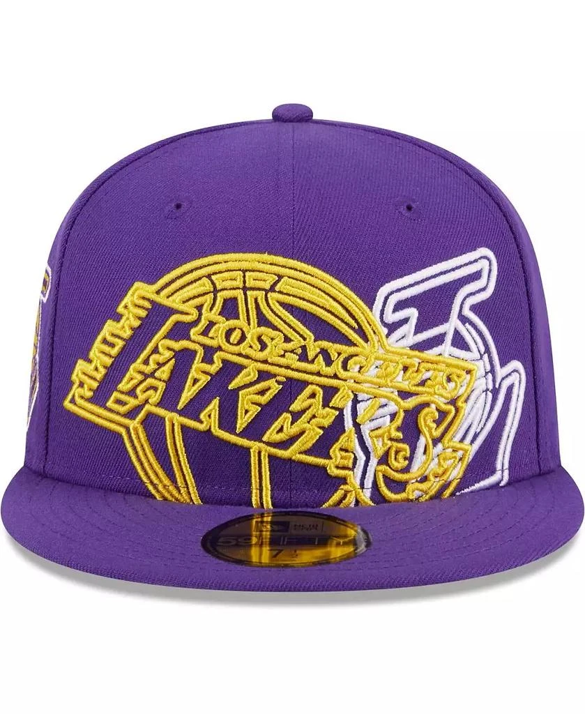 New Era Men's Purple Los Angeles Lakers Game Day Hollow Logo Mashup 59FIFTY Fitted Hat 4