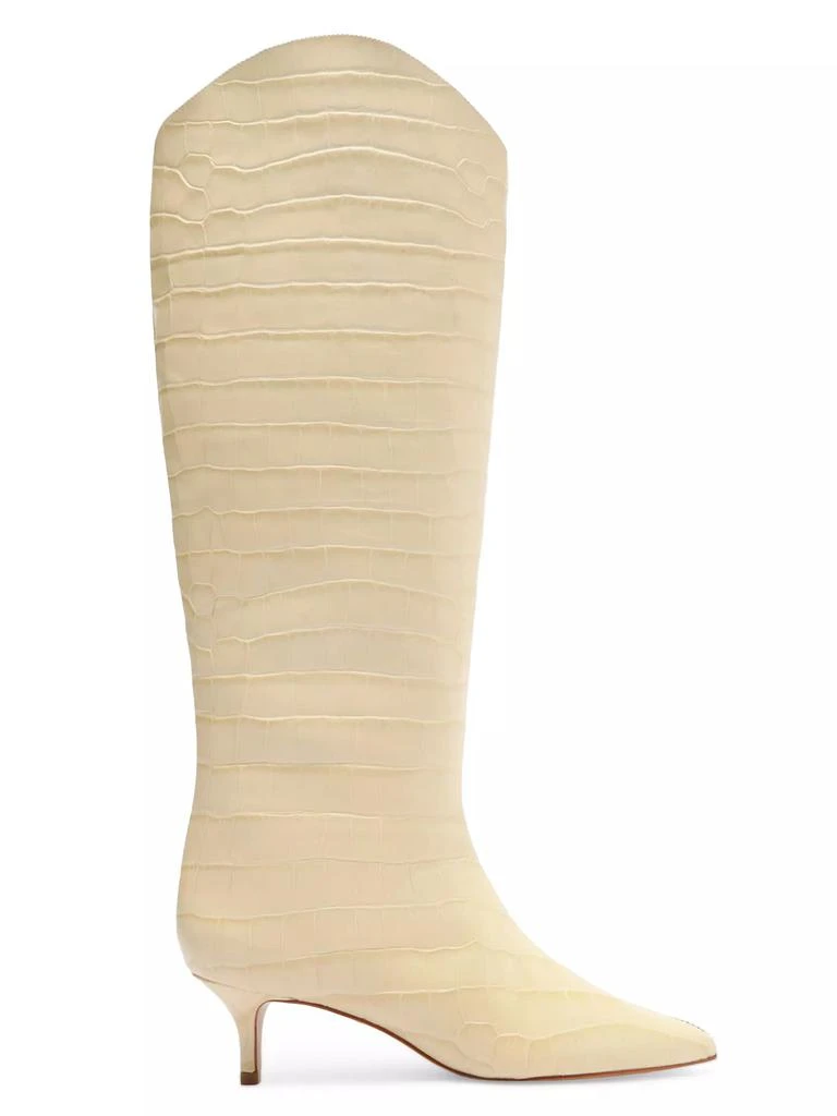 Schutz Maryana 50MM Crocodile-Embossed Leather Wide-Calf Boots 1