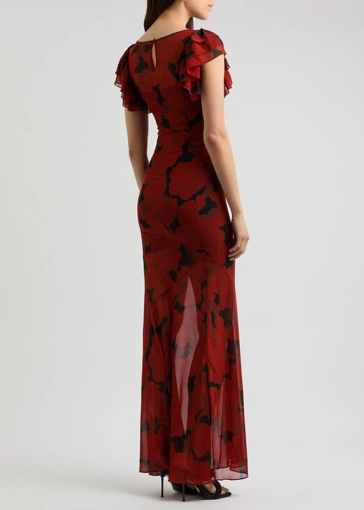 DE LA VALI Bougainvillea printed chiffon maxi dress 3