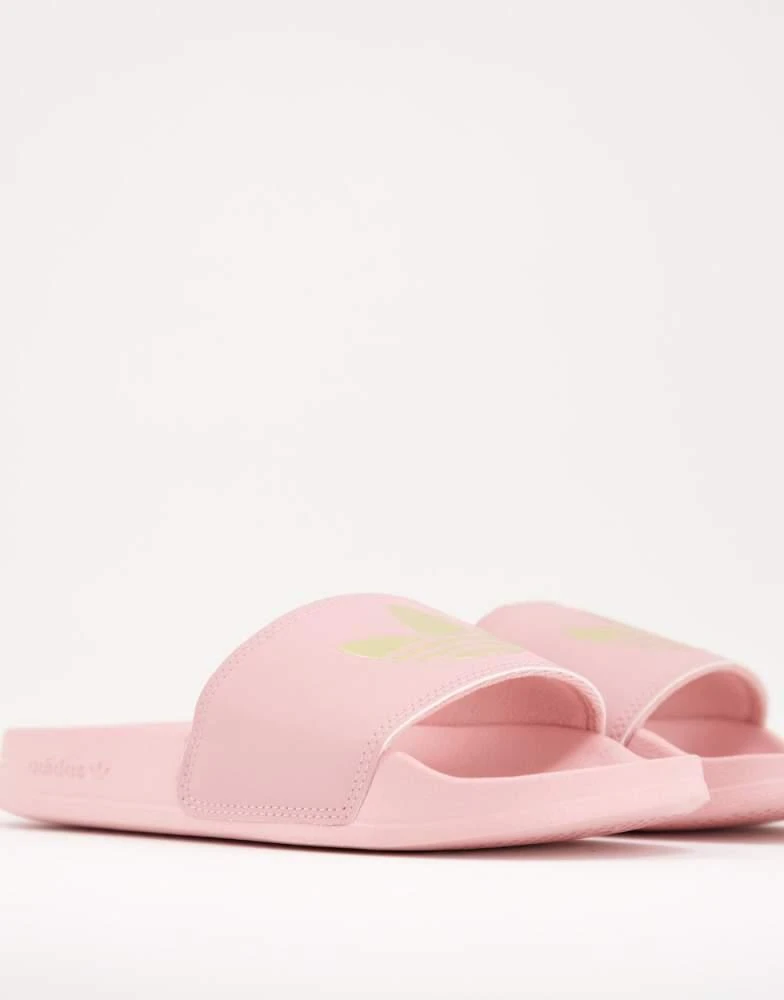 Adidas adidas Originals Adilette lite sliders in pink with gold trefoil 4