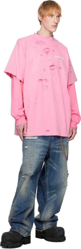 Balenciaga Pink Political Campaign Long Sleeve Layered T-shirt 4