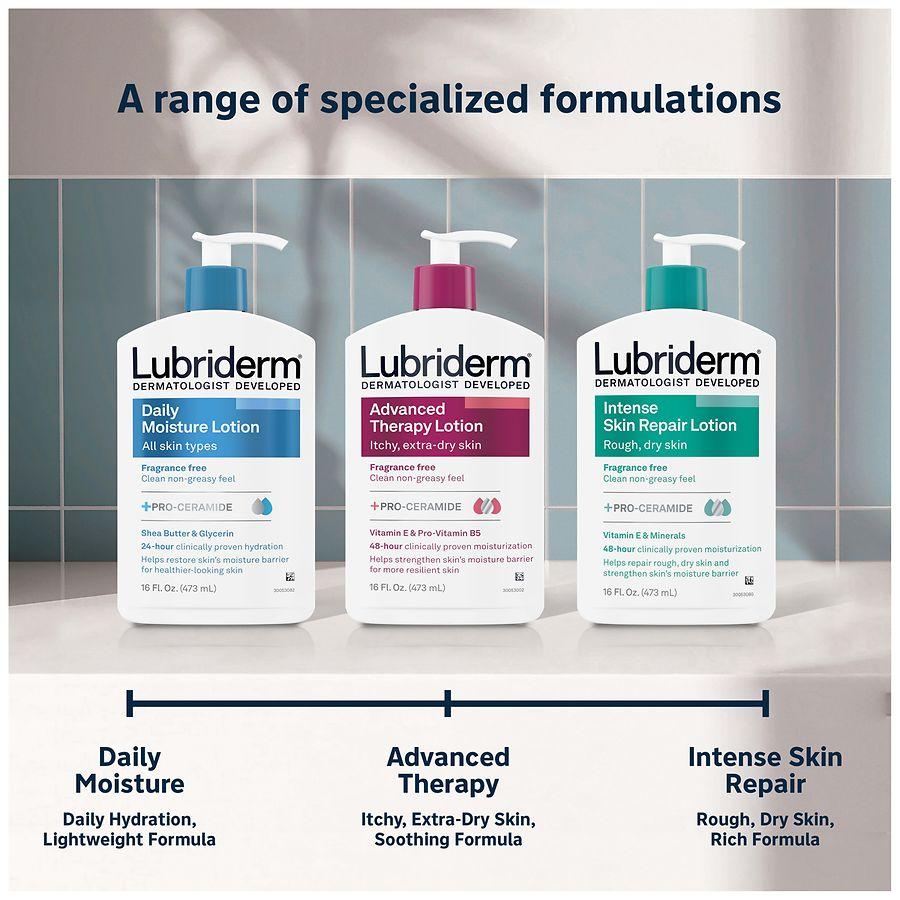 Lubriderm Fragrance Free Daily Moisture Lotion + Pro-Ceramide, Shea Butter & Glycerin Fragrance Free