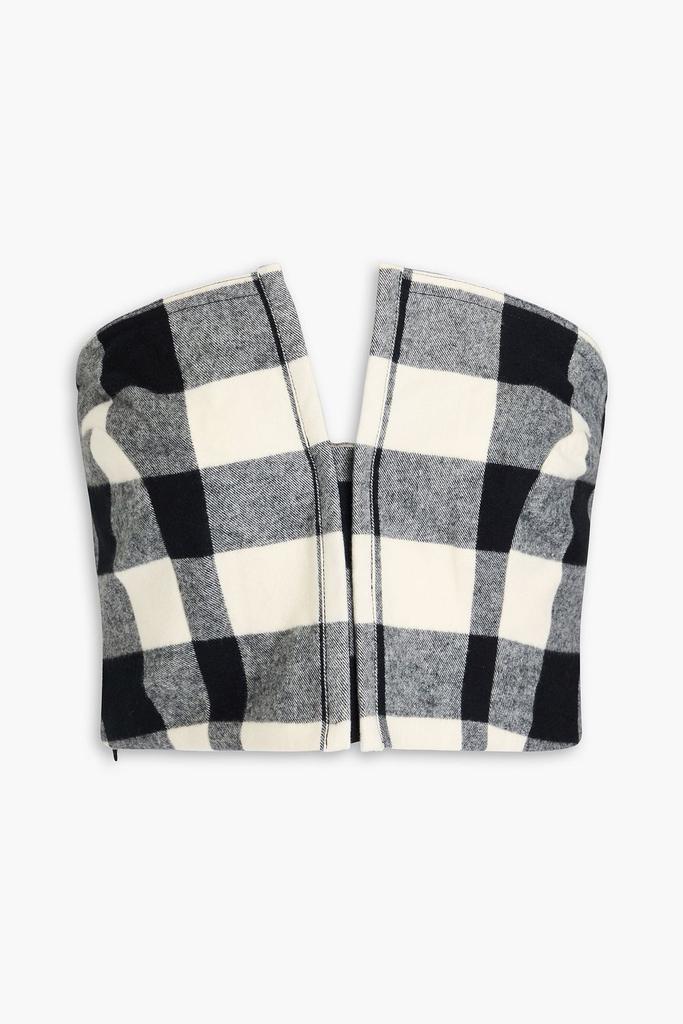 Mara Hoffman Layne cropped checked cotton-flannel strapless top