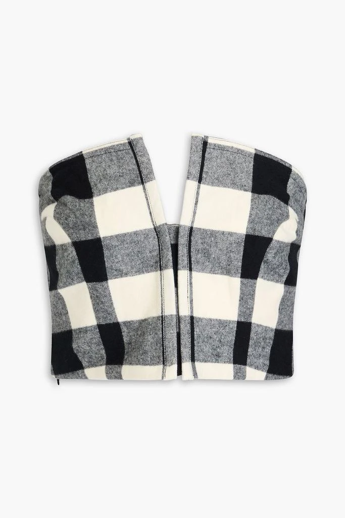 Mara Hoffman Layne cropped checked cotton-flannel strapless top 1