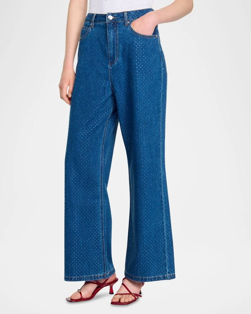 Sandro Moonlight Embellished Wide-Leg Jeans 1