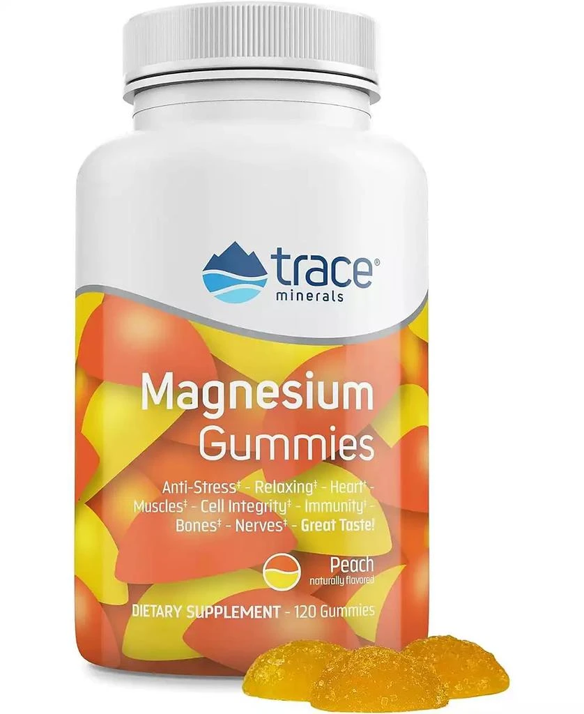 Trace Minerals Magnesium 84mg - Chewable Magnesium Supplement for Bone
Heart Health Support - Immune System Support - Aids Relaxation
Healthy Sleep - Peach, 120 Gummies (120 Servings)