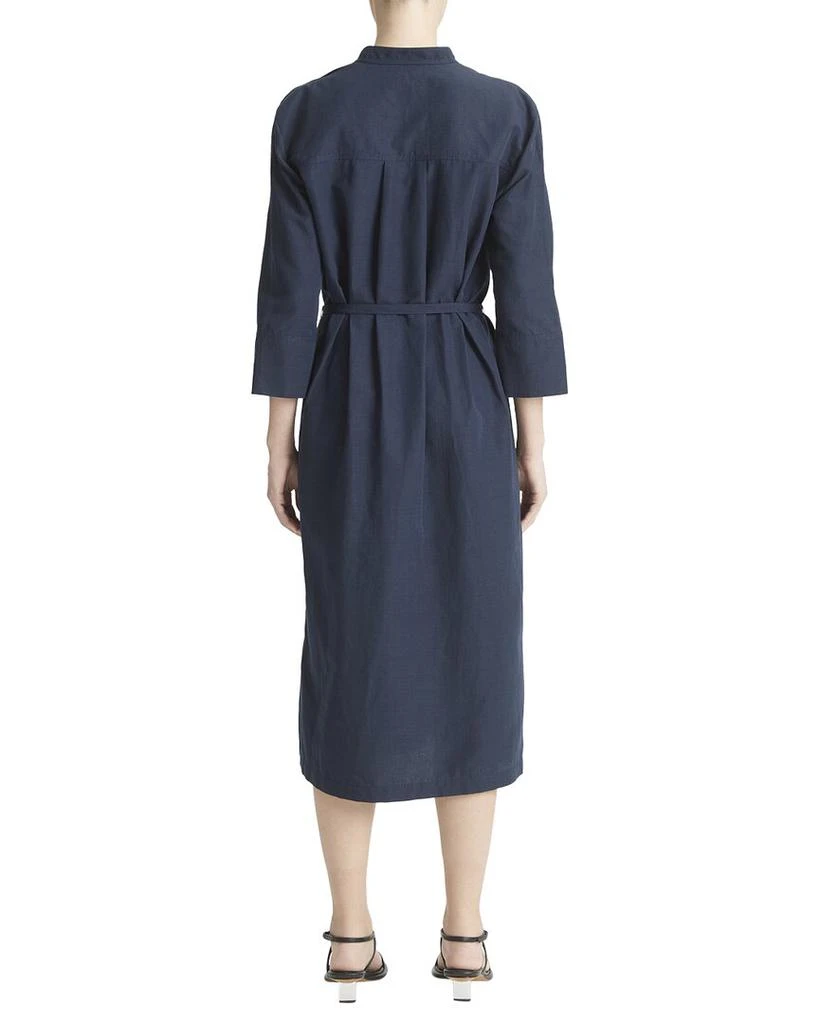 Vince Band Collar Pullover Linen-Blend Dress 2