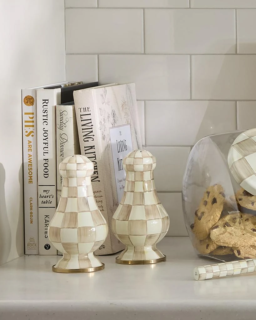 MacKenzie-Childs Mocha Check Large Salt & Pepper Shakers 2