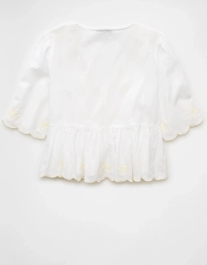 AE AE Embroidered Tie Front V-Neck Blouse 5