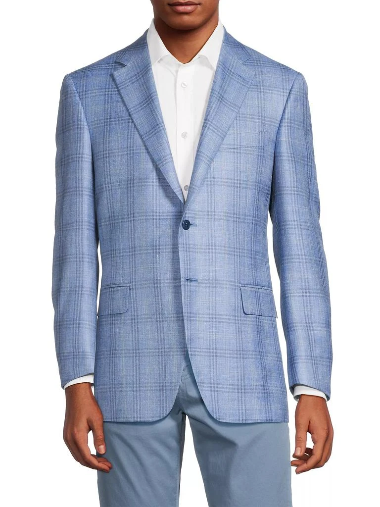 Canali Siena Plaid Wool & Silk-Blend Two-Button Sport Coat 3
