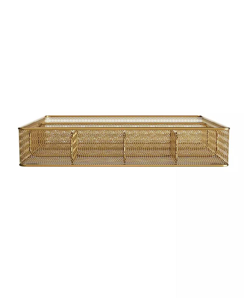 Martha Stewart Ryder Gold-Tone Mesh Metal 6 Compartment Large Desk Drawer Organizer for Accessories and Office Supplies