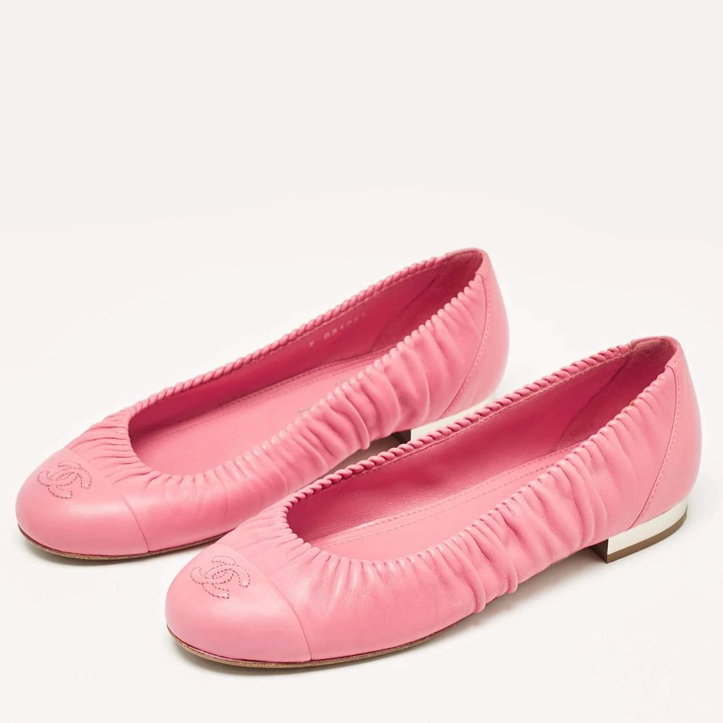 Chanel Chanel Pink Leather CC Cap Toe Ballet Flats Size 37.5 2