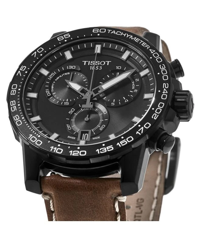 Tissot Tissot Supersport Chrono Black Dial Leather Strap Men's Watch T125.617.36.051.01 2