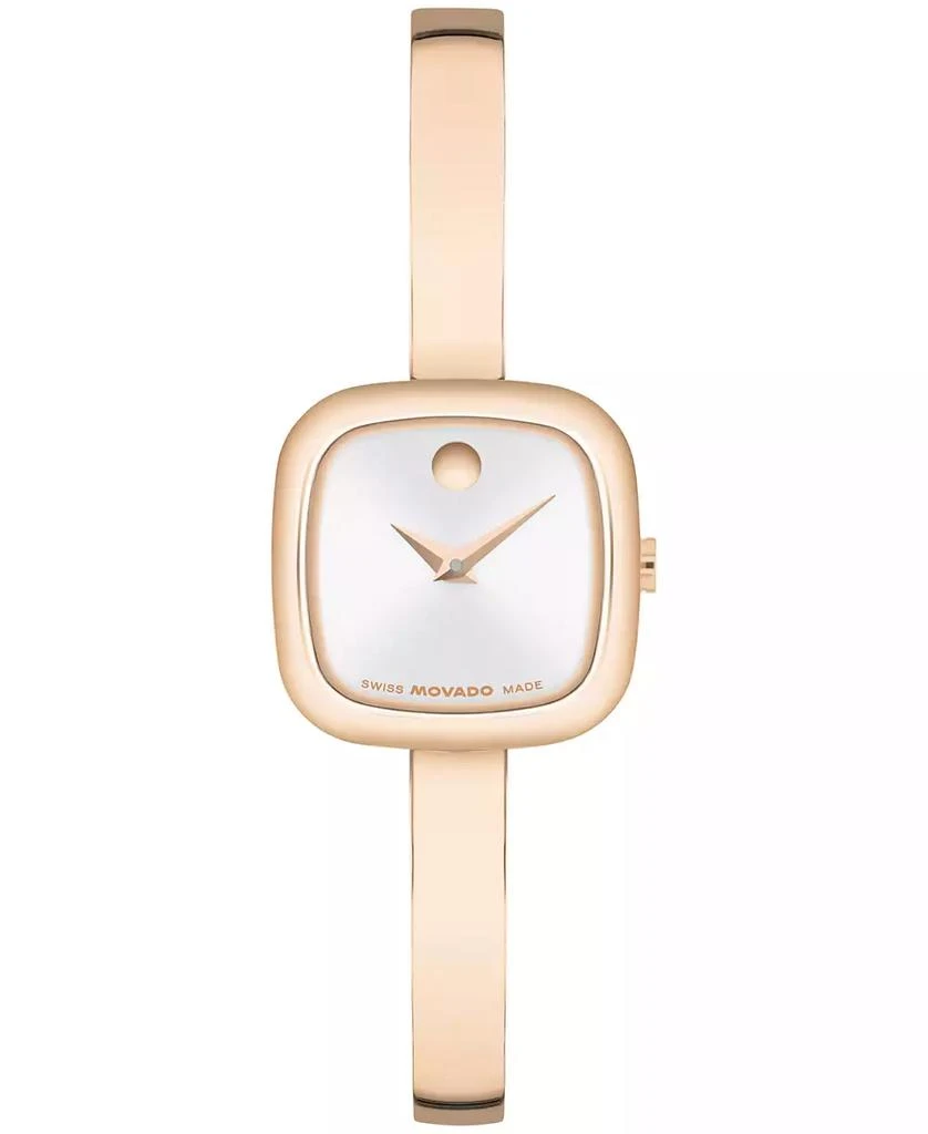 Movado Women's Museum Cushion Swiss Quartz Rose PVD Bangle Watch, 21.50mm 1