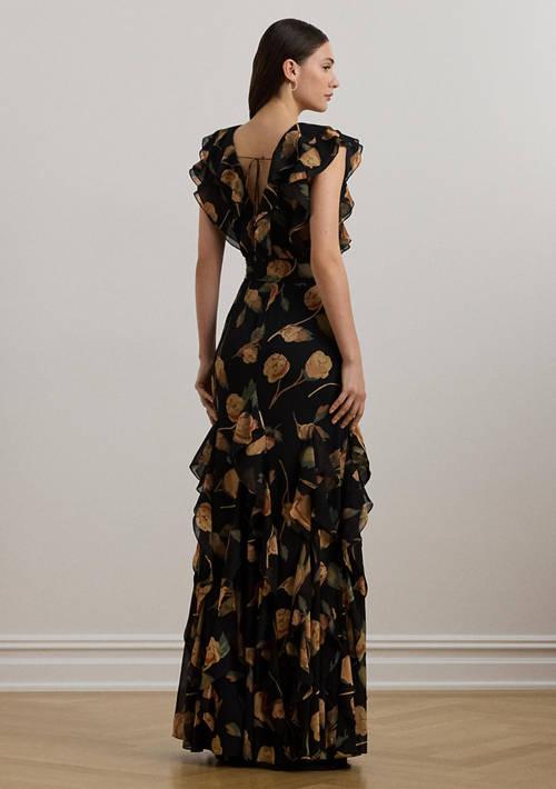 Ralph Lauren Ralph Lauren Women S Floral Ruffle Trim Georgette Gown