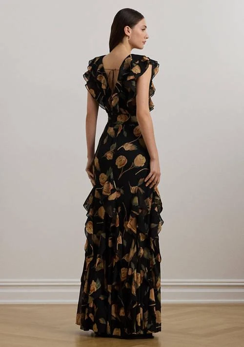 Ralph Lauren Ralph Lauren Women S Floral Ruffle Trim Georgette Gown 2