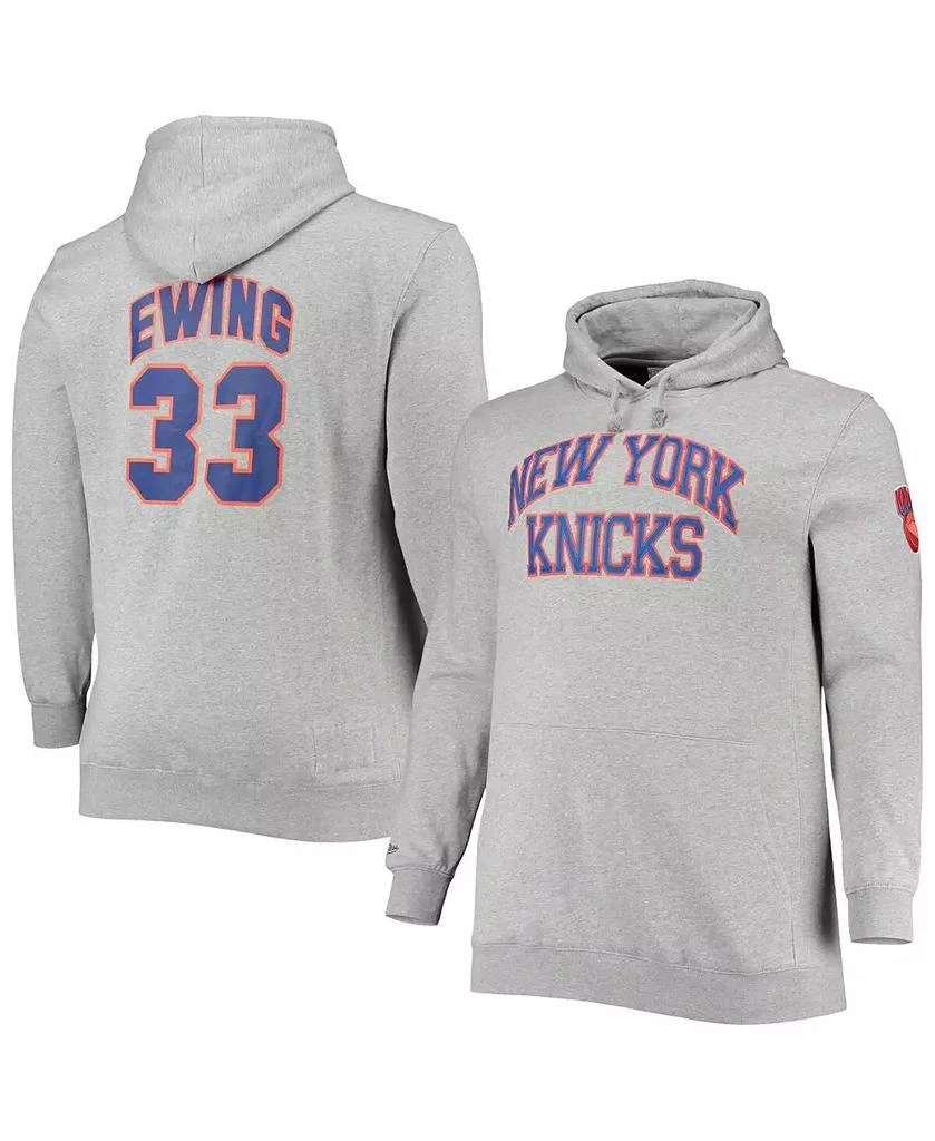 Mitchell & Ness Men's Patrick Ewing Heathered Gray New York Knicks Big and Tall Name and Number Pullover Hoodie 1