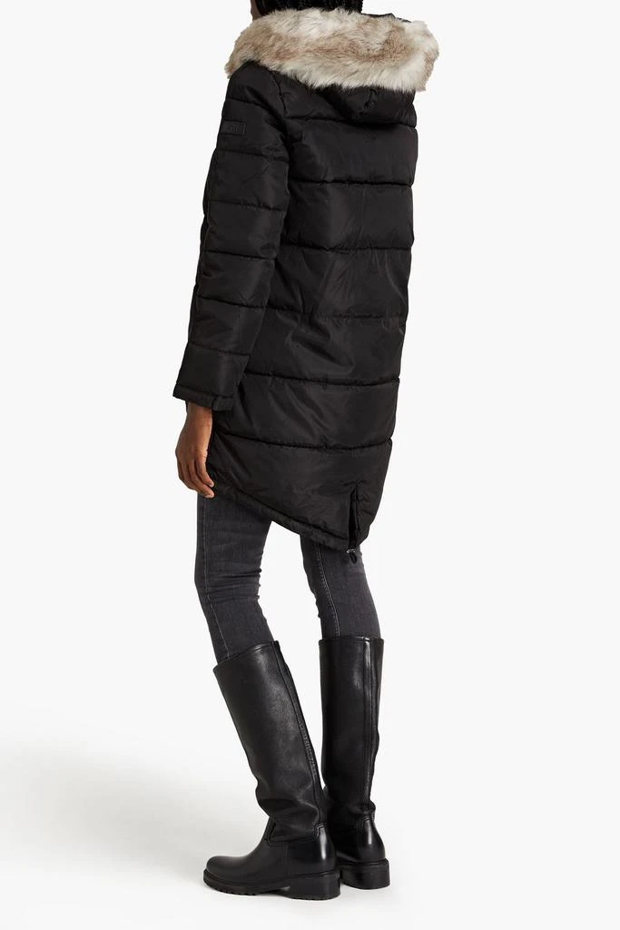 DKNY Faux fur-trimmed quilted shell hooded coat 3
