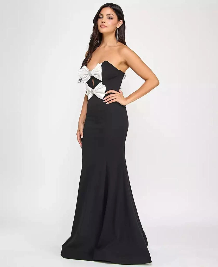 City Studios Juniors' Scuba Rhinestone-Bow Gown, Created for Macy's 3