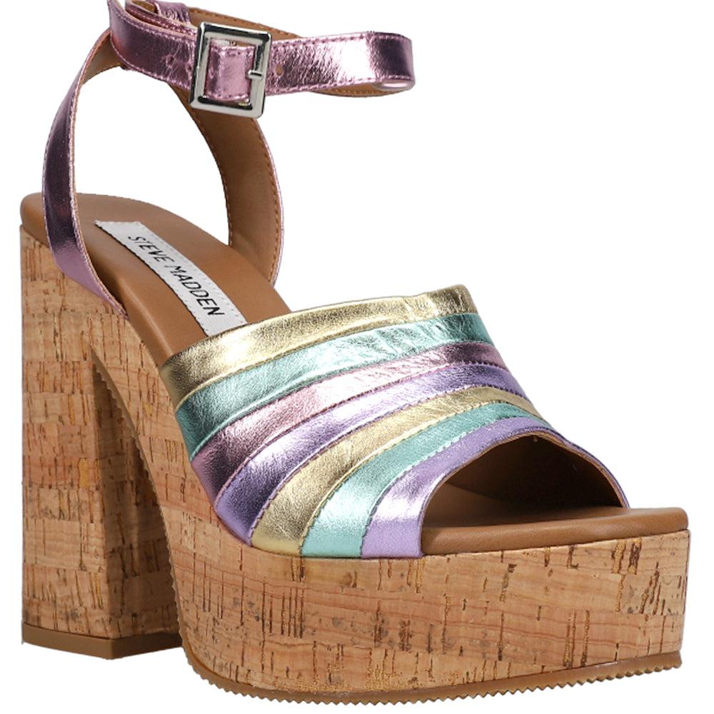 Steve Madden Delvina Metallic Platform Block Heel Sandals