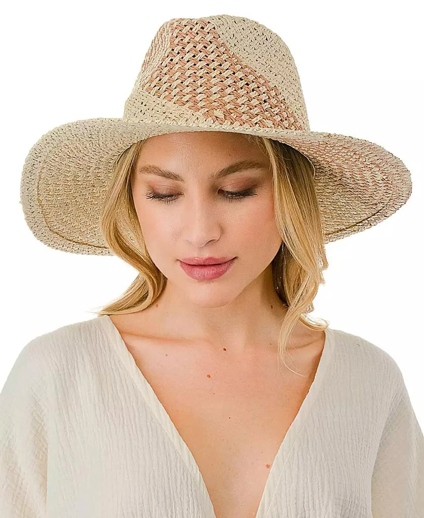 MARCUS ADLER Women's Straw Panama Hat with Color Detail 2