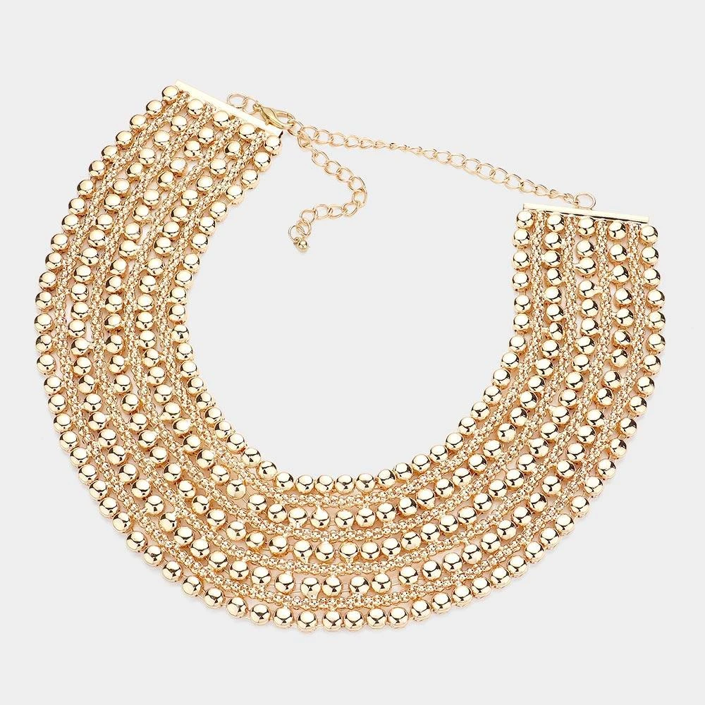 FASHNZFAB Metal Bubble Bib Choker Necklace 2