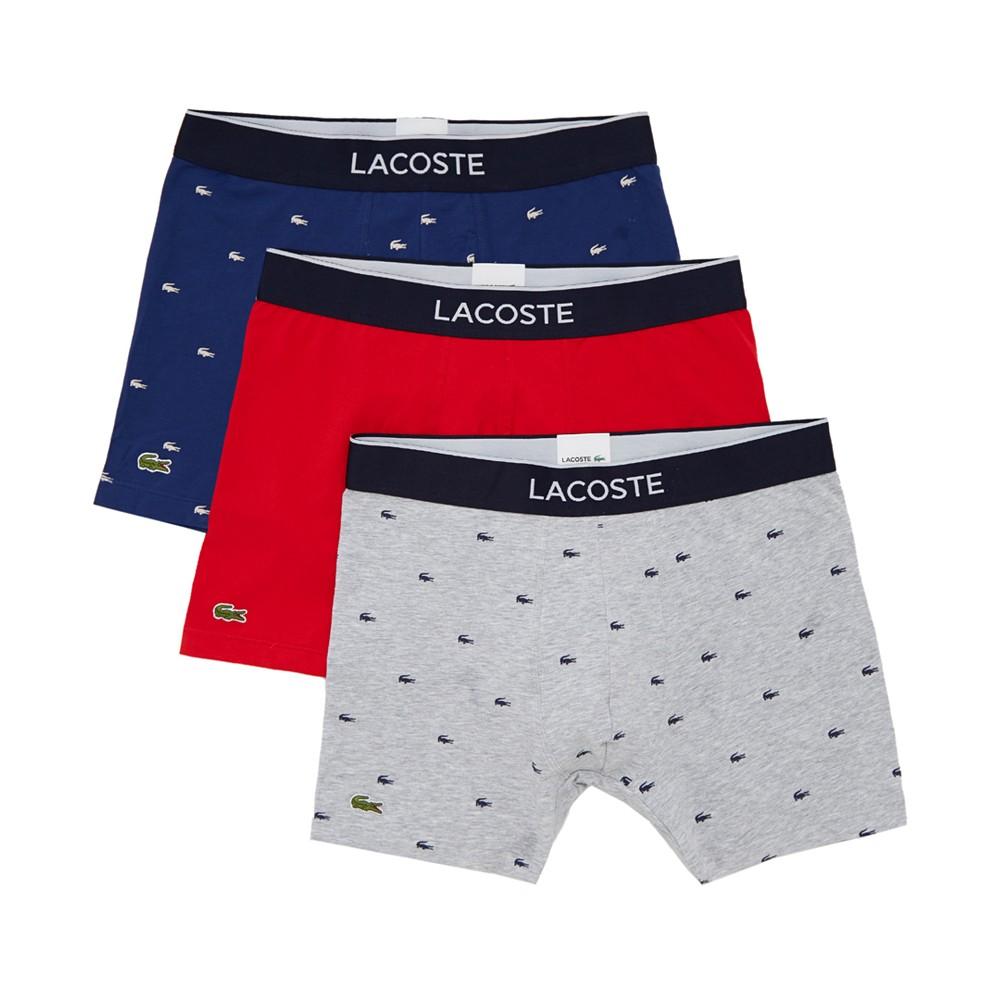 Lacoste Men's Crocodile-Print Stretch Boxer Brief Set, 3-Pack