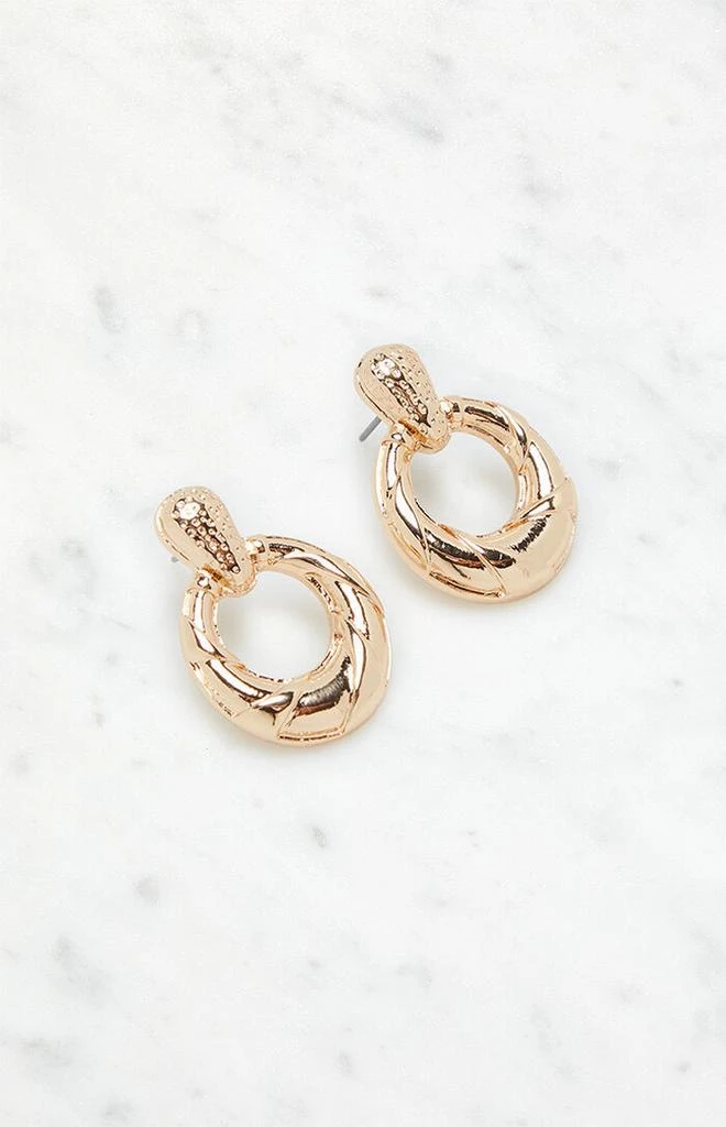 LA Hearts Textured Oval Drop Earrings 2