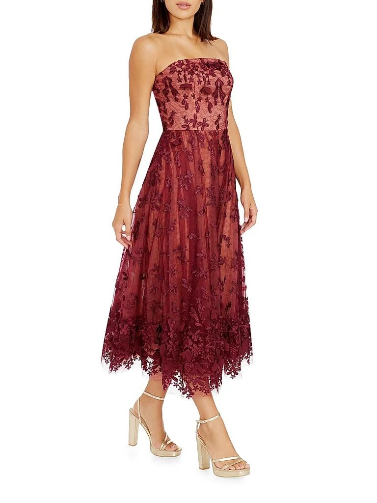 green emerald velvet dress Embroidered Floral Fit & Flare Party Dress main image 0