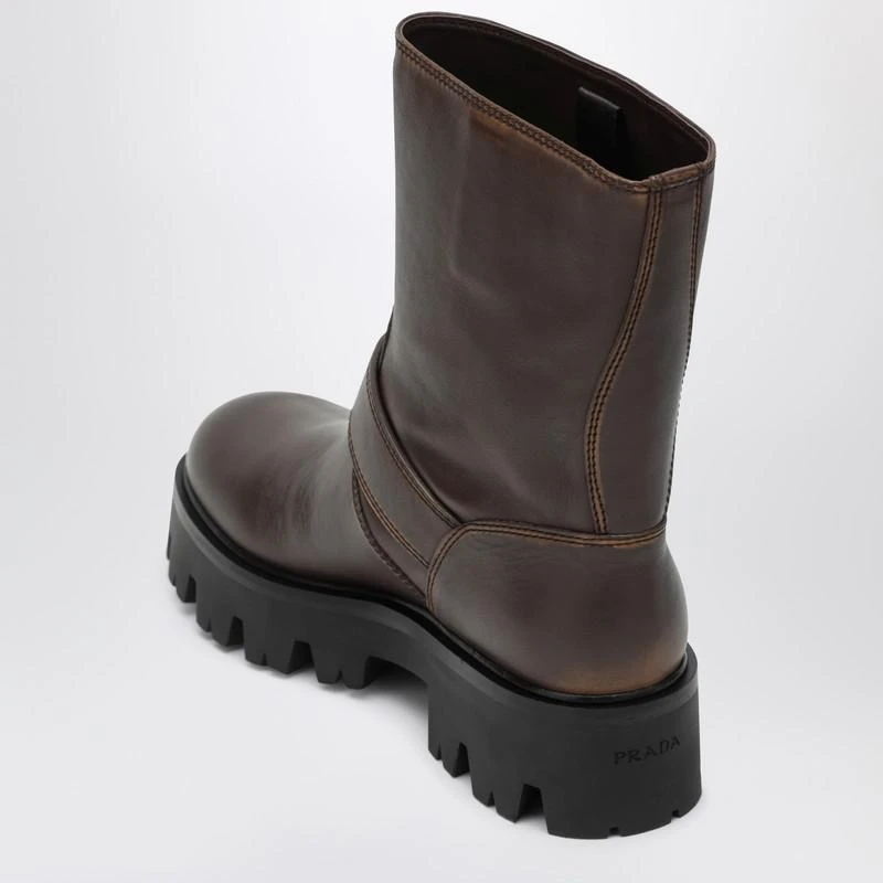 Prada Cocoa-colored leather ankle boots 4