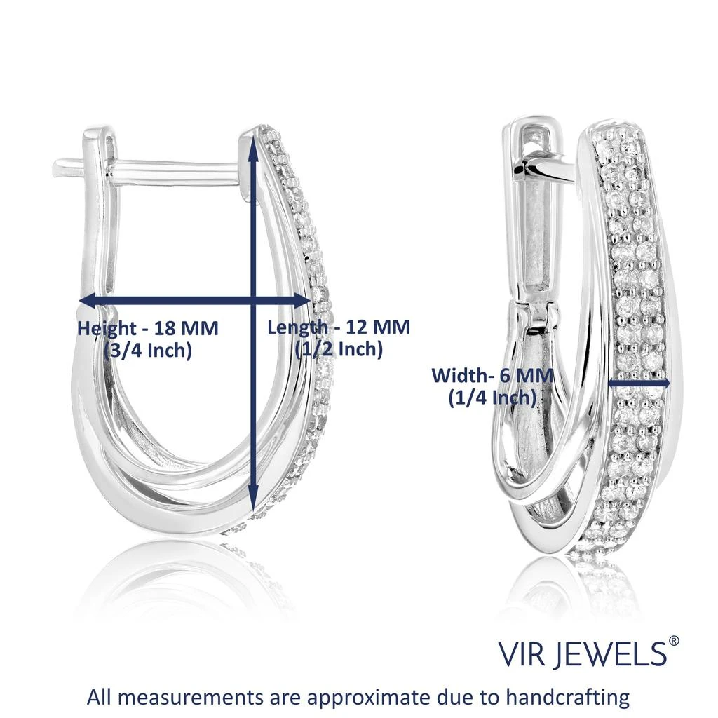 Vir Jewels 1/4 cttw Diamond Hoop Earrings .925 Sterling Silver 60 Stones Dangle 3/4 Inch 3