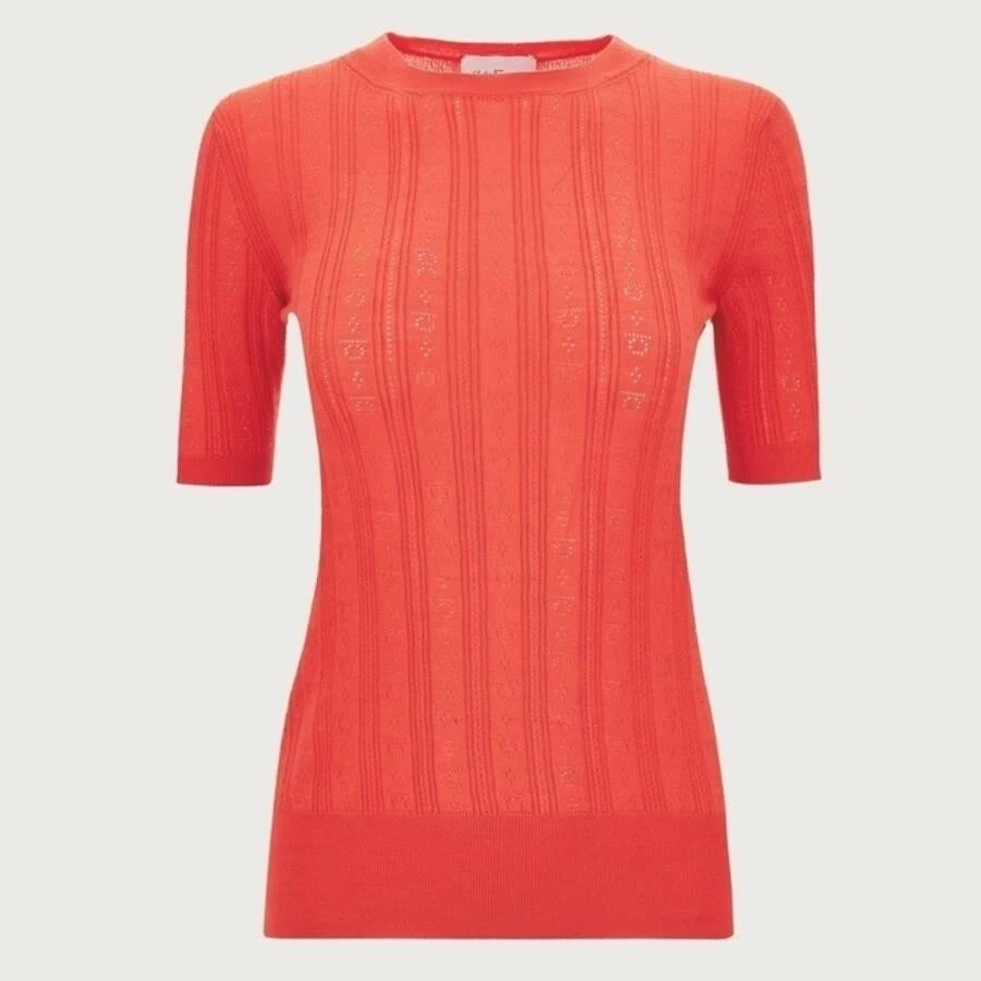 Salvatore Ferragamo Ferragamo Short-Sleeved Gancini Motif Knit Top, Size Large