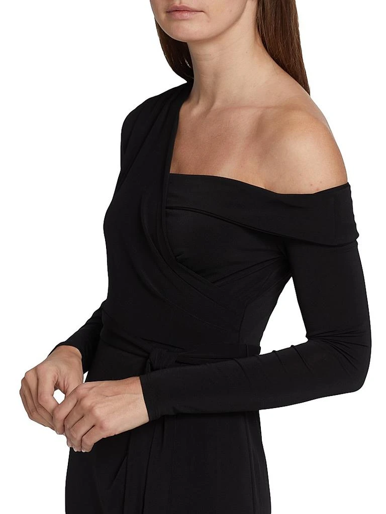 HALSTON Eden One-Shoulder Jersey Midi-Dress 6