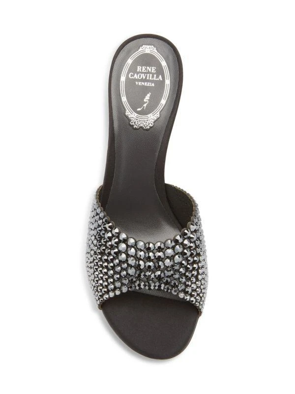 Rene Caovilla 80MM Crystal-Embellished Satin Mules 5