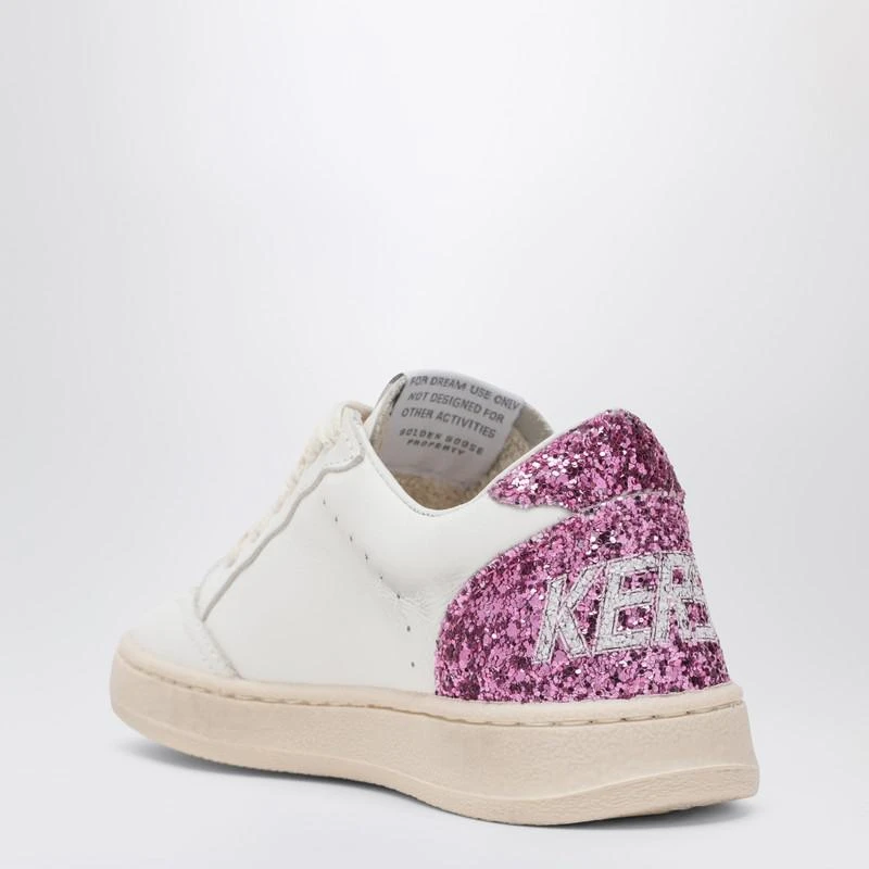 Golden Goose White leather Ball Star sneakers with silver/pink glitter 4