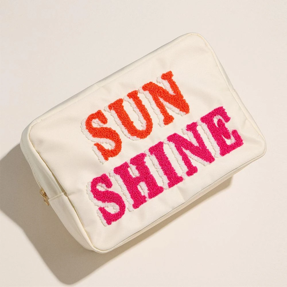 FASHNZFAB SUN SHINE Message Patch Embroidered Pouch Bag / Organizer
