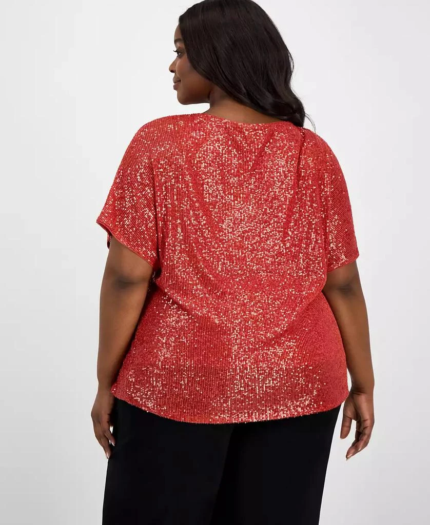 Anne Klein Plus Size Sequin Dolman-Sleeve Boat-Neck Top 4