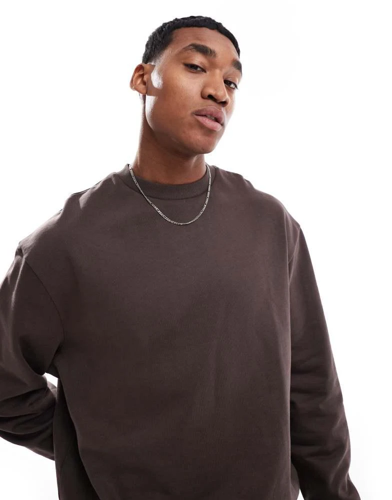 ASOS ASOS DESIGN oversized sweatshirt with photographic back bird print in brown 3