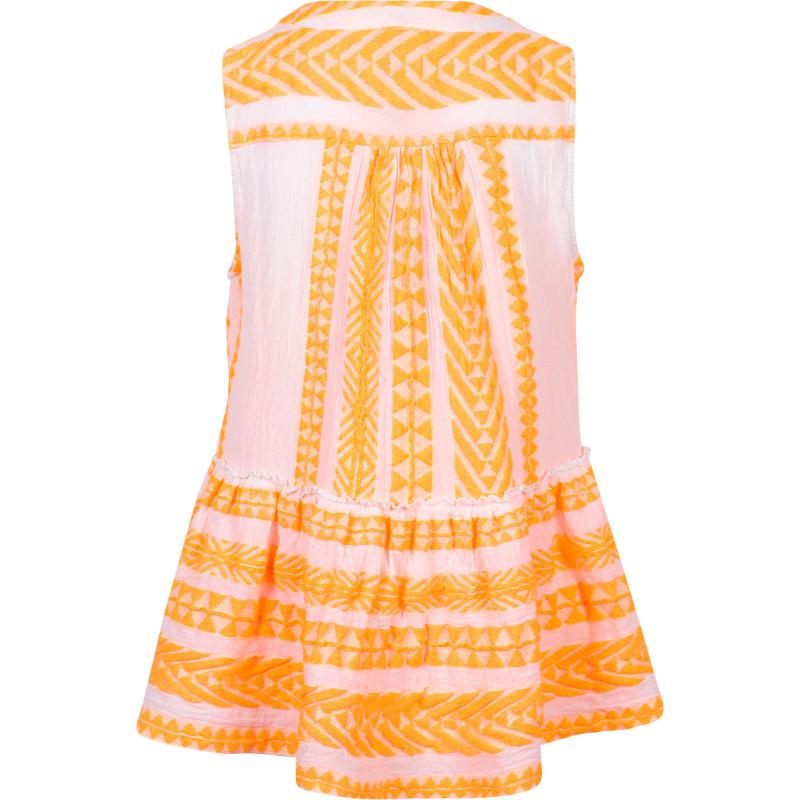 Devotion Geometric print sleeveless shirt in orange and off white