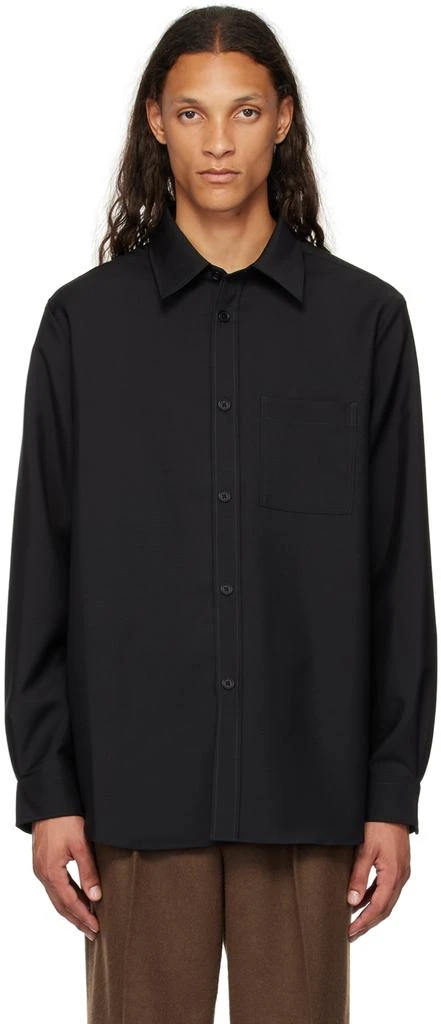 Róhe Black Slim Classic Shirt 1