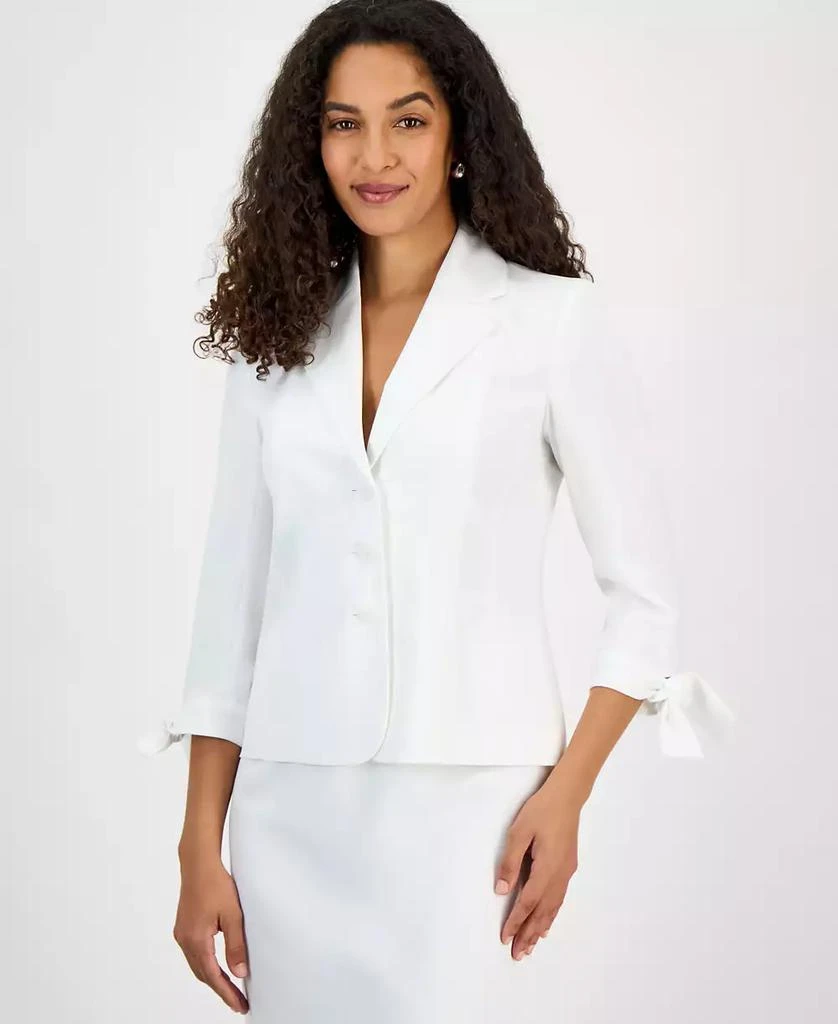 Le Suit Women's Three-Button Tie-Cuff Jacket & Flounce-Hem Skirt, Regular & Petite 3