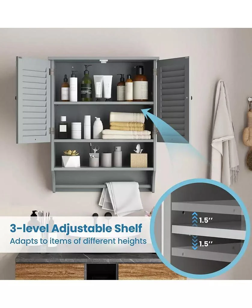 Volenca 2-Doors Bathroom Wall-Mounted Medicine Cabinet with Towel Bar 5