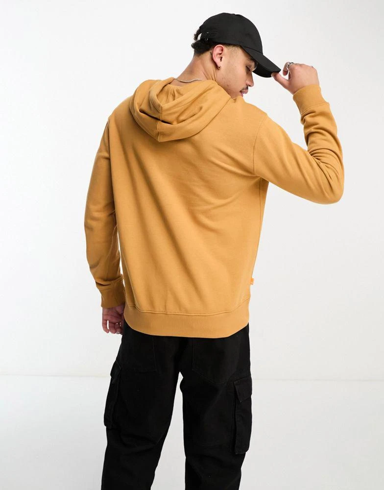 Timberland Timberland stack logo hoodie with sleeve print in wheat 2