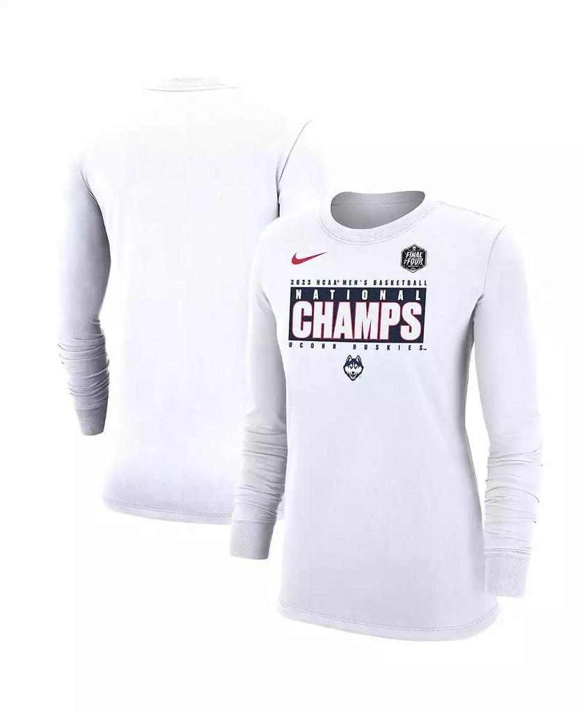 NIKE Women's White UConn Huskies 2023 NCAA Men's Basketball National Champions Pebble Long Sleeve T-shirt