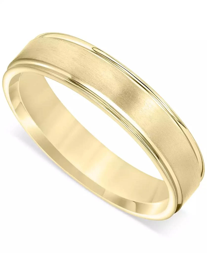 Macy's Men's Satin Finish Beveled Edge Band in 18k Gold-Plated Sterling Silver (Also in Sterling Silver) 1