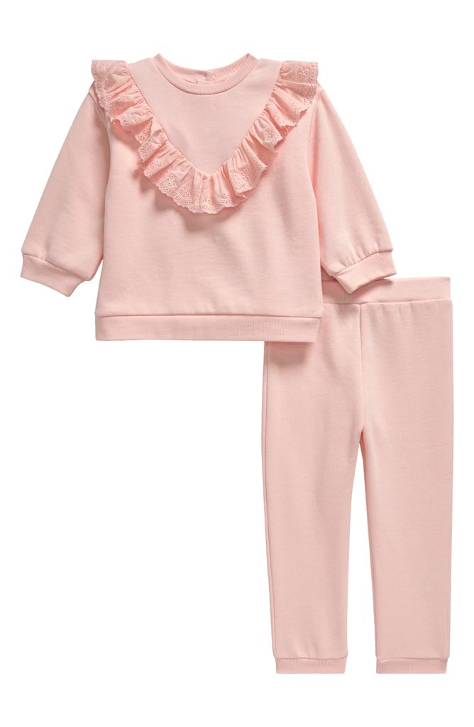 Little Me Eyelet Ruffle Sweatshirt & Sweatpants Set